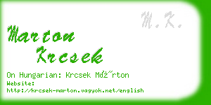 marton krcsek business card